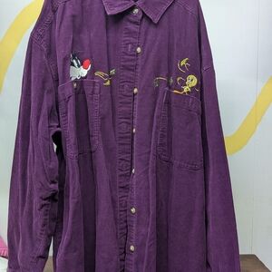 Warner Bros. Purple Cartoon Embroidered Shirt